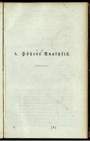 A. Höhere Analysis.