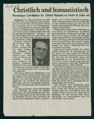 Ausschnitt Zeitungsartikel über 80. Geburtstag