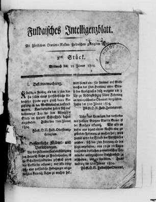 1804: Fuldaisches Intelligenz-Blatt