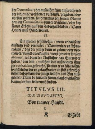 Titulus III. De Depositio.