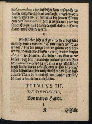 Titulus III. De Depositio.