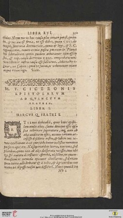 M.T. Ciceronis epistolarvm ad Qvinctvm Fratrem