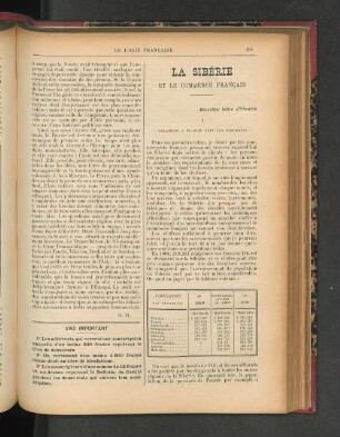 La Sibérie et le Commerce Francais.