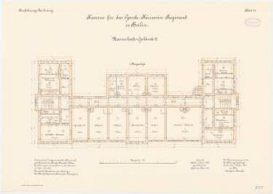 Kaserne des Garde-Kürassier-Regiments und des Königin-Augusta-Garde-Grenadier-Regiments Nr. 4, Berlin: Königin-Augusta-Garde-Grenadier-Regiments Nr. 4, Mannschaftsgebäude II: Grundriss 1. Obergeschoss 1:100