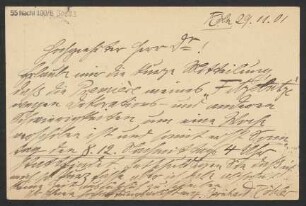 Brief an Ludwig Strecker  und B. Schott's Söhne : 29.11.1901