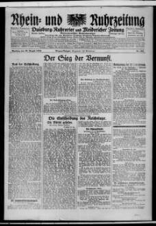 Rhein- und Ruhrzeitung : Tageszeitung für das niederrheinische Industriegebiet und den linken Niederrhein : das Blatt der westdeutschen Binnenschiffahrt