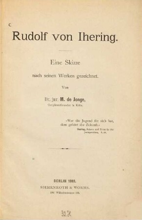 Rudolf von Ihering : eine Skizze nach seinen Werken gezeichnet