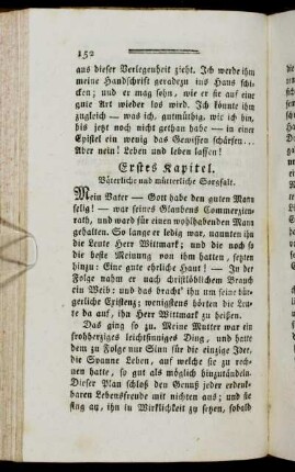 Erstes Kapitel. Väterliche und mütterliche Sorgfalt.