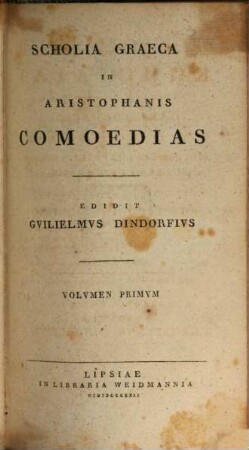Scholia Graeca In Aristophanis Comoedias, 1