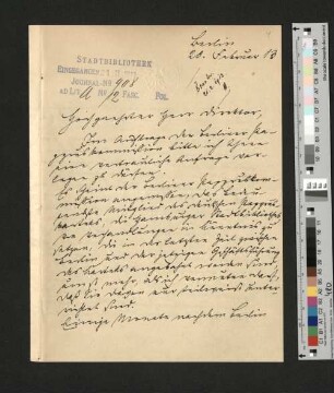Brief von Prof. Schubart an Prof. Dr. Münzel, Berlin