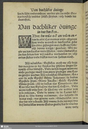 Van dachliker öuinge in der kercken