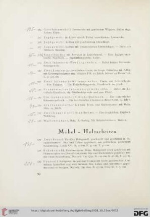 Möbel- Holzarbeiten (Nr. 327-344)