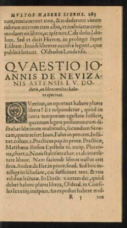 Quaestio Ioannis De Nevizanis Astensis ...