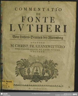 Commentatio De Fonte Lutheri