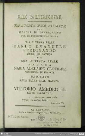 Le Nereidi : Dramma Per Musica