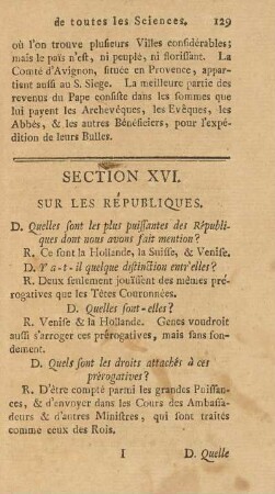 Section XVI. Sur Les Républiques