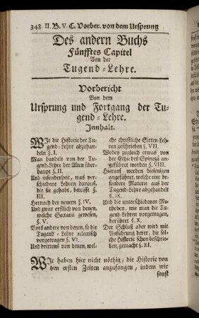Fünfftes Capitel Von der Tugend- Lehre.