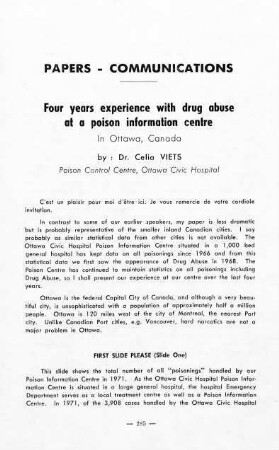 285-294, Four years experience with drug abuse at a poison information centre