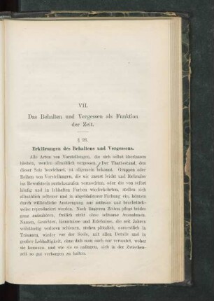 VII. Das Behalten und Vergessen als Funktion der Zeit