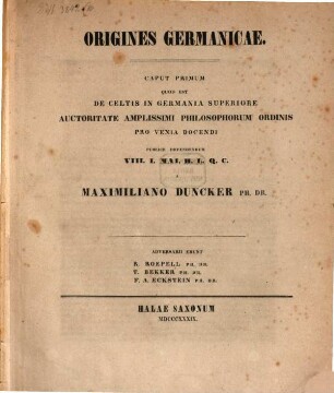 Origines Germanicae : Caput primum quod est de Celtis in Germania superiore
