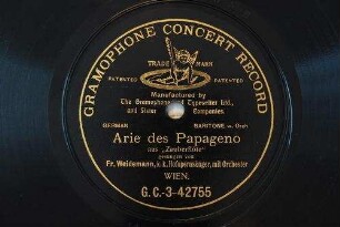 Arie des Papageno : aus "Zauberflöte" / [W. A. Mozart]