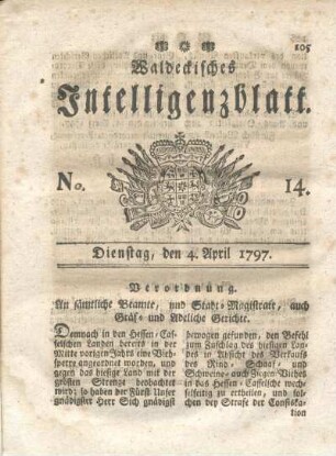 No. 14, Dienstag, den 4. April 1797
