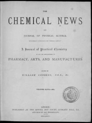 Volume 47, 1883 (January - June): Chemical news and Journal of physical science