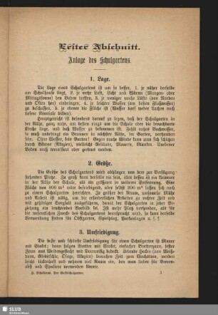 Erster Abschnitt. Anlage des Schulgartens