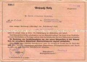 Amtliches Schreiben des Wehrmeldeamtes - Personenkonvolut