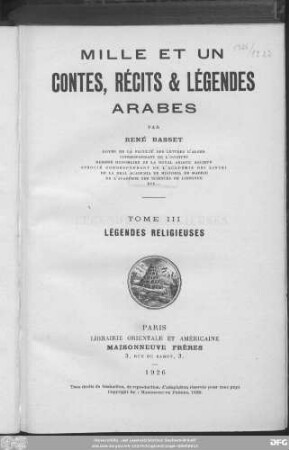 Tome 3: Légendes religieuses