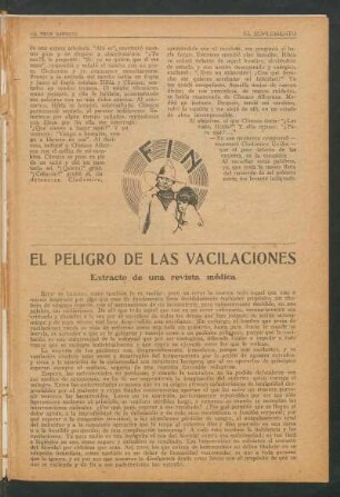 El peligro de las vacilaciones : Extracto de una revista médica