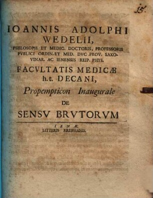 Prop. inaug. de sensu brutorum