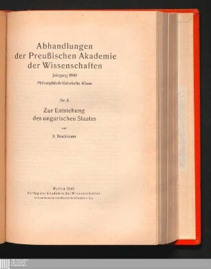 Zur Entstehung des ungarischen Staates