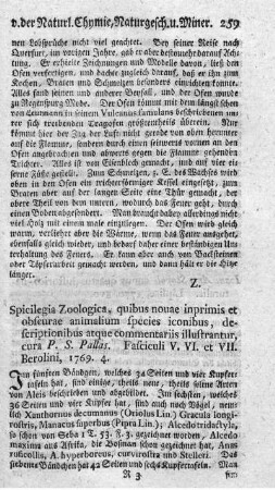 Spicilegia zoologica. Fasc.V-VII. 42 S., mit 6 Kupfern.)