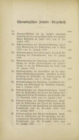 Chronologisches Inhalts-Verzeichniß