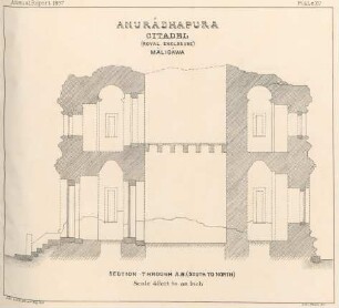 Plate XV. Anurâdhapura. Citadel (Royal Enclosure). Mâligâwa. Section through A.B. (South to North)
