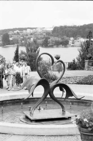 Mainau, Insel Mainau: Universität von der Mainau aus, mit Brunnen