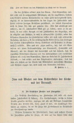 384-394 Zins und Wucher vor dem Richterstuhle der Kirche und der Vernunft : Fortsetzung