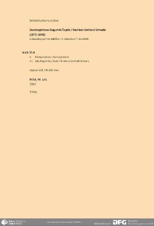Brief von Jurij Brósk an Bogumił Šwjela