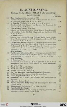 II. Auktionstag: Freitag, den 9. Oktober 1936, ab 3 Uhr nachmittags (Nr. 190-374)