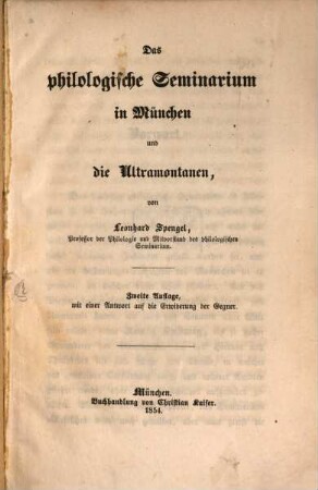 Das philologische Seminar in München und die Ultramontanen