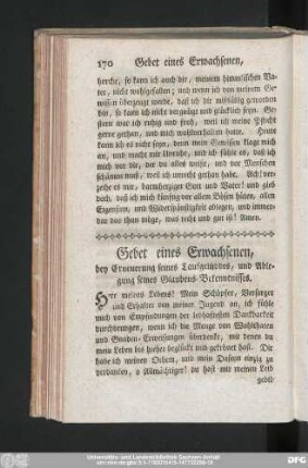 Gebet eines Erwachsenen, bey Erneuerung seines Taufgelübdes, und Ablegung seines Glaubens-Bekenntnisses.