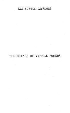 The science of musical sounds