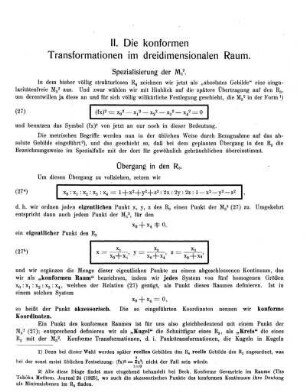 II. Die konformen Transformationen im dreidimensionalen Raum