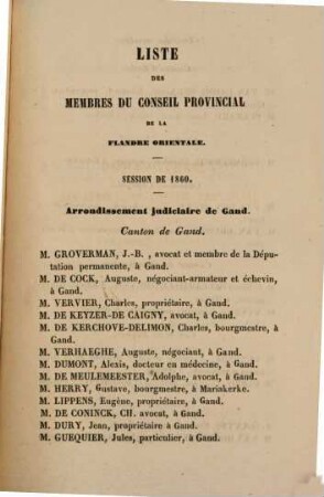 Procès-verbaux des séances du Conseil Provincial de la Flandre Orientale, 1860