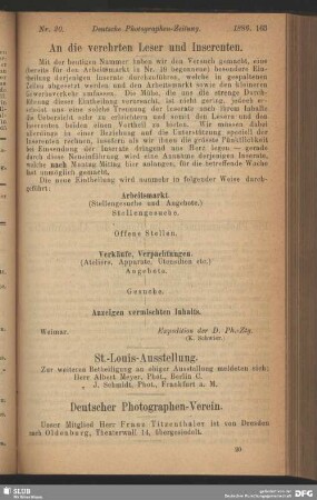 An die verehrten Leser und Inserenten