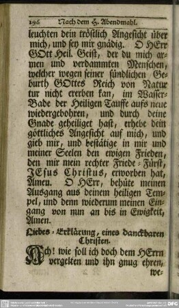 Liebes-Erklärung, eines danckbaren Christen