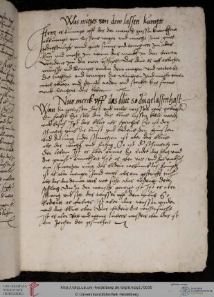Aderlaßregeln nach Papst Johannes XXI. (Petrus Hispanus)