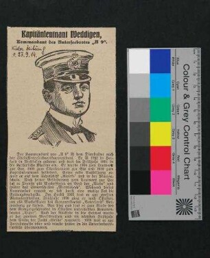 "Noch eine Auszeichnung für den Kapitänleutnant Weddingen" (durch den sächsischen König)