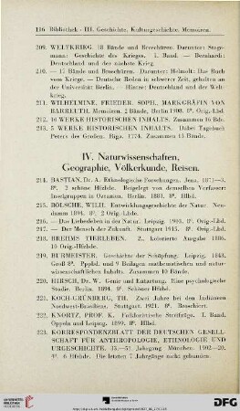IV. Naturwissenschaften, Geographie, Völkerkunde, Reisen (Nr. 214-240)